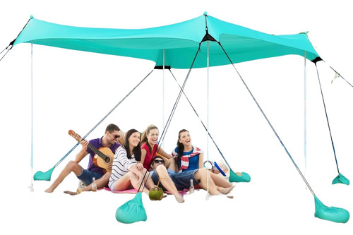 Parasol De Playa Portátil 3x3 M, Fácil Transporte Y Montaje