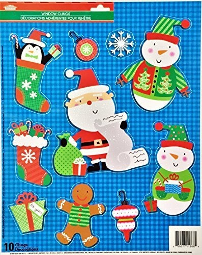 Clips De Ventana De Navidad (glitter: Santa Con List