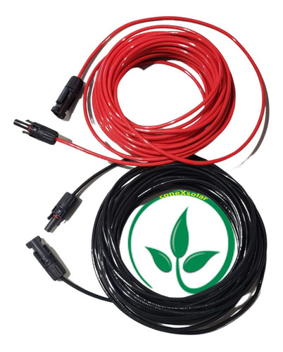 Fio Cabo 6mm 1m Preto + 1m Vermelho + Par Conector Mc4 Solar Cobertura Preto/vermelho