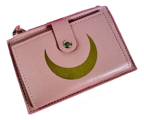 Cartera Sailor Moon Tipo Monedero Con Luna En Color Rosa