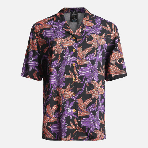 Camisa Mujer Hibiscus Print Negro Haka Honu