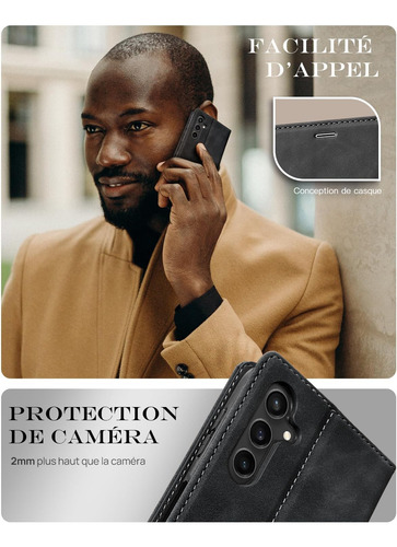 Funda Carcasa Cartera Cuerocon Para Galaxy S24 Fe+mica