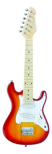 Guitarra elétrica infantil Class CLK10 mini strato de  tília cherry sunburst brilhante com diapasão de bordo