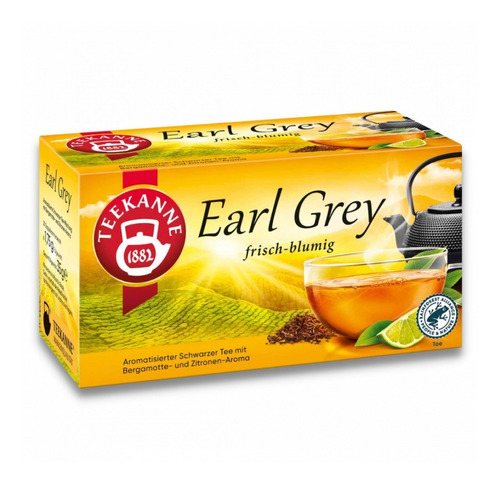 Chá Preto Earl Grey Bergamota Teekanne Importado 20 Sachês