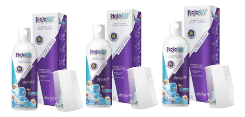 Kit De 3 Shampoo + 3 Peines Anti Piojos Liendres Niños
