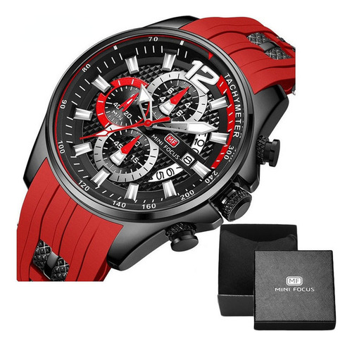 Reloj Cronógrafo Luminoso Mini Focus Correa Red Black