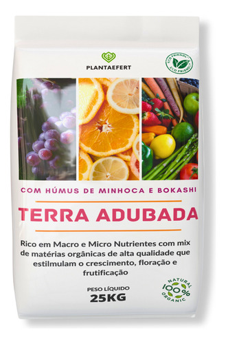 Terra Adubada Com Humus De Minhoca E Esterco De Vaca 25kg