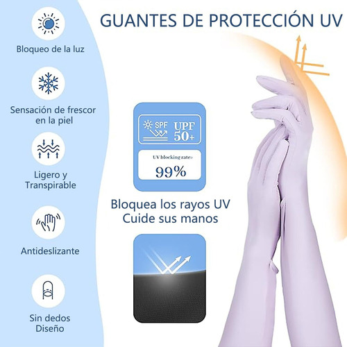 2 Pares Guantes Largos De Protección+mascarilla Solar Mujer