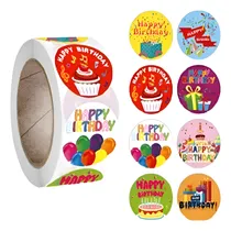Comprar 100 Stickers En Rollo, Feliz Cumpleaños, Happy Birthday