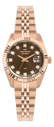 Relógio Technos Feminino Riviera Rosé - 2015cex/1m Bisel Marrom