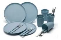 Comprar Set Camping 16 Piezas Plato Vaso Cubiertos Carol Bazar Areia Color Azul