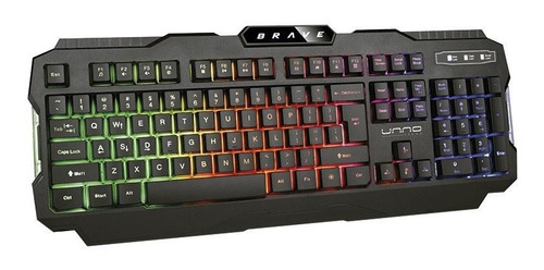 Imagen 2 de 3 de Unno Brave Kb681bk, Teclado Gamer Usb Iluminado Rgb