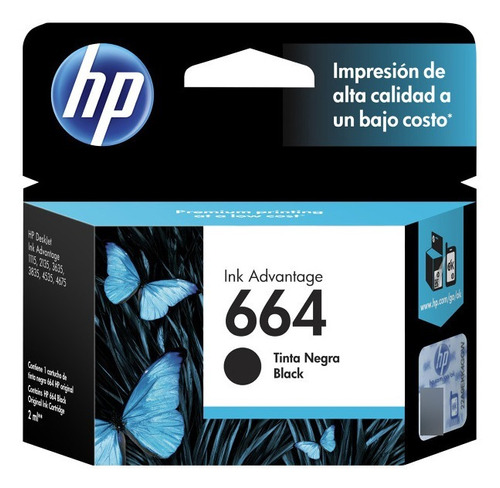 Cartucho Tinta Hp 664 Negro F6v29al Original 1115 2135 2675