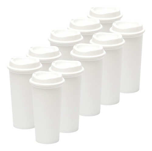 10 Vasos Reusables Para Cafe Tipo Star 20 Oz Bebida Caliente Blanco