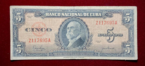 Billete 5 Pesos Cuba 1950 Pick 78 B Maximo Gomez (Usado)