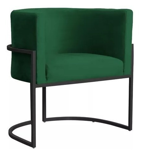 Cadeira Poltrona Decorativa Veludo Base Metal Cor Verde-musgo