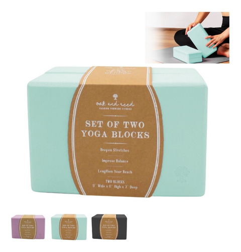 Par De Bloques De Yoga Pilates Espuma Ejercicio Fitness Color Menta
