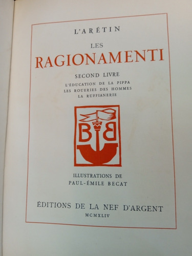 Imagen 2 de 4 de Les Ragionamenti - L´arétin - Paul-emile Becat - Erotismo