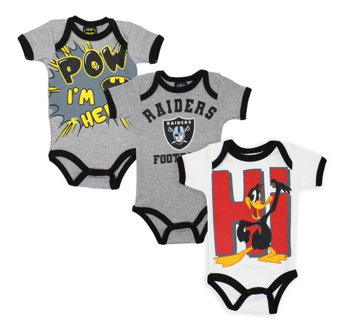 Imagen 2 de 7 de Ropa Bebe Pañaleros Jack Disney Batman Superman Set 3 Piezas