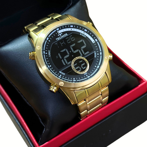 Relógio Masculino Digital Dourado Original Garantia 1 Ano