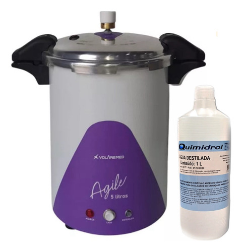 Kit Autoclave Vertical 5 L 110v + Água Destilada 1 L