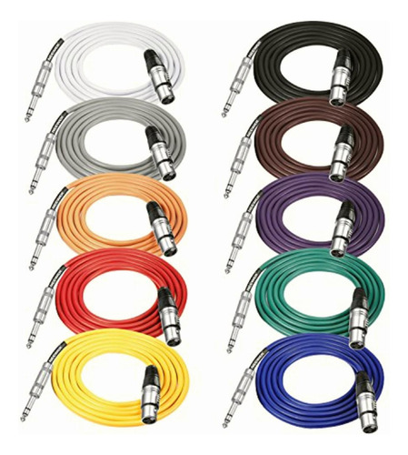 Neewer 10-pack 6.6 Feet/2 Meters Cable Cords 6.35mm