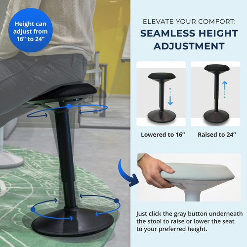 Taburete De Escritorio Ajustable 40 A 61 Cm Negro Ergonómico