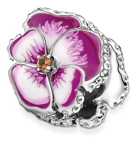 Dije Charm Pandora Flor De Pensamiento Rosa Plata Original