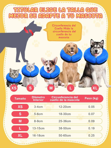 Collar Isabelino Inflable Anti Mordidas Para Perros Y Gatos Azul Collar Isabelino Inflable S