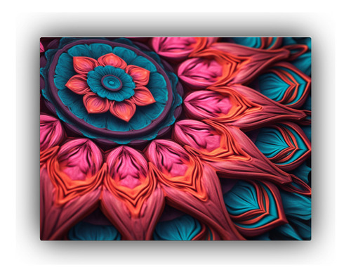 65x50cm Cuadro Mandala Étnico En Relieve Bastidor Madera