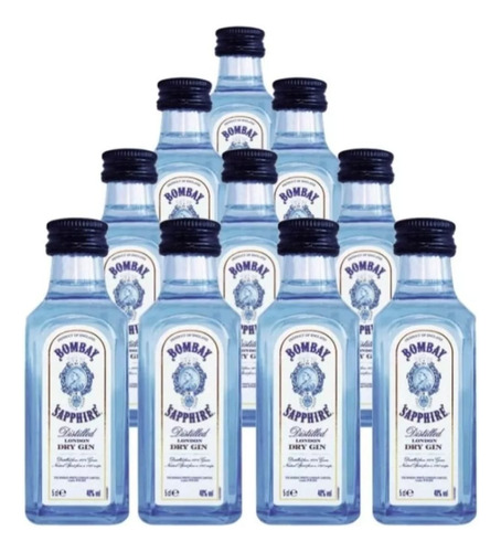 Pack 10 Miniaturas Gin Bombay 50 Ml Botella Vidrio