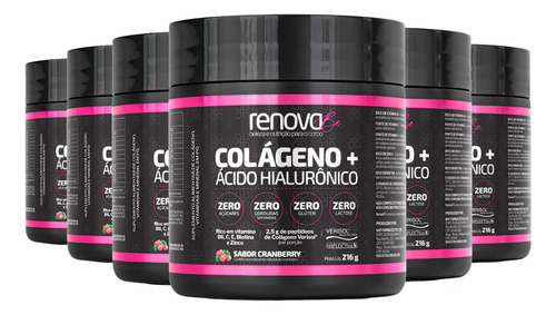 Kit 6 Colágenos Renova Be Verisol Com Ácido Hialurônico Sabor 6 - Cranberry