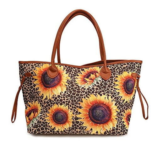 Bolso De Piel Color Marrón Y Diseño Floral. Marca Yhsd