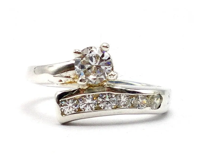 Anillo Plata 925 Y Zafiros Blancos