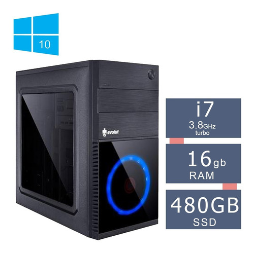 Imagem 1 de 2 de Pc Cpu Intel Proc. Core I7, Memória 16gb, Ssd 480gb Oferta!!