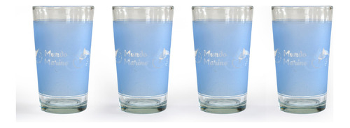 Vaso Trago Largo Delfines *4 Unidades Mundo Marino 355 Cc Color Celeste-decorado