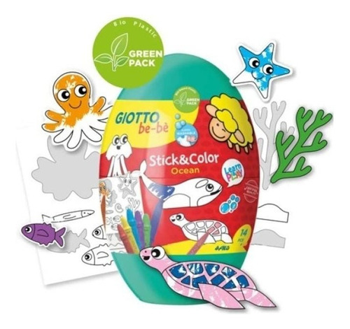 Set Huevo Sorpresa Giotto Bebe Crayones Stickers Para Pintar