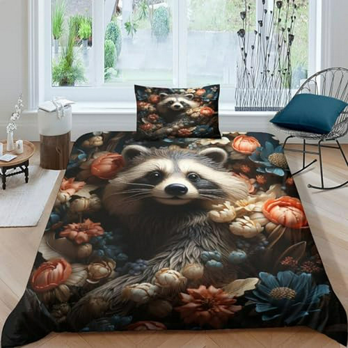 Lindo Mapache Juego De Cama Funda Nórdica 3d Impreso Animale