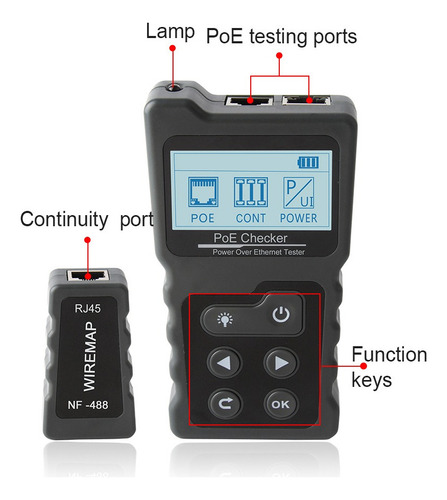 Probador De Cable De Red Lcd Multifuncional Poe Checker En