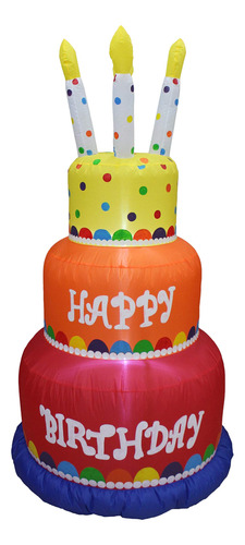 Pastel De Cumpleaños Inflable De 6 Pies De Alto Con Velas