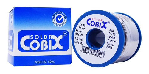Estanho Cobix P/ Solda Rolo Azul - Fio 1,0 Mm - 500g