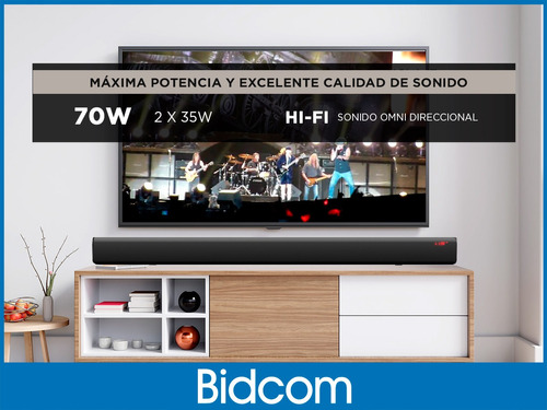 Barra De Sonido Soundbar Gadnic 70w Bluetooth Usb Mp3 Aux Tv Color Negro Frecuencia BARRSON9