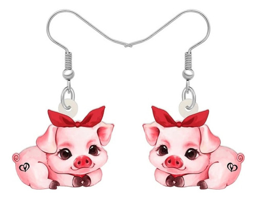 Aretes Pendiente Pin Stud Animal Cerdito Acrílico Mujer