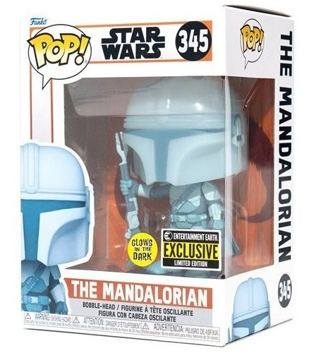 Mandalorian 345 Funko Pop Holograma Exclusivo Ee Glow Dark