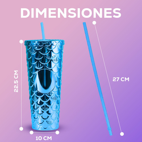 Termo Multifuncional Vaso Texturizado Diseño De Sirena 750ml Azul