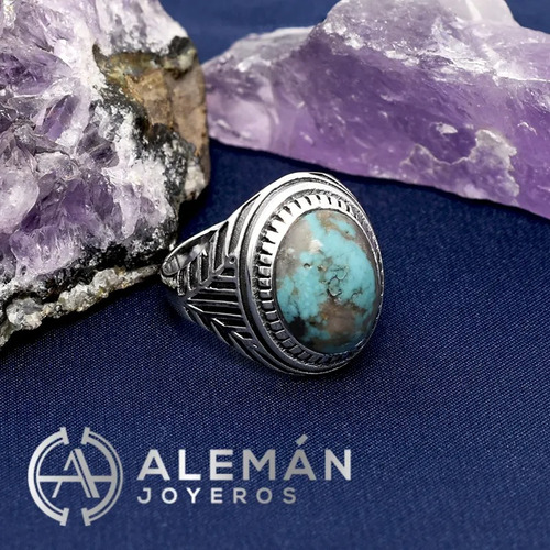 Anillo De Plata .925 Con Turquesa Natural Modelo Guardián Turquesa 10