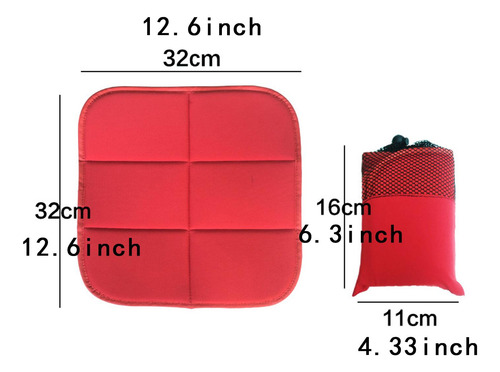 Cojín De Asiento Plegable Con Bolsa De Borde Rojo
