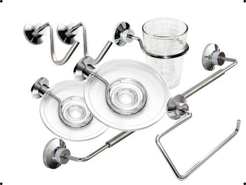 Accesorios Baño Set Kit Acero Inoxidable Y Cristal +