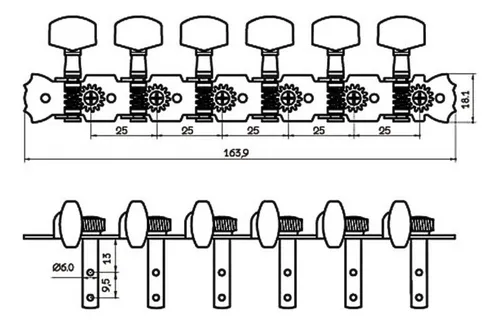Clavijero Dorado De 12 Cuerdas Para Instrumentos Musicales