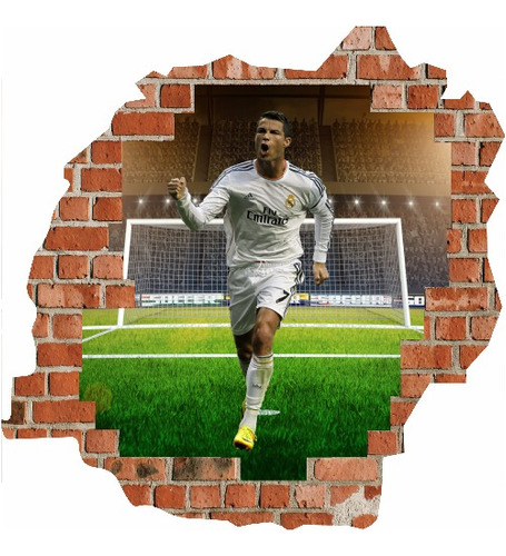 Vinilo Efecto 3d Pared Rota Cristiano Real Madrid - 50x50cm